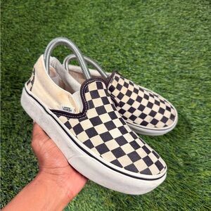 Vans Platform Classic Slip-On Checkerboard Black Cream size 6.5
